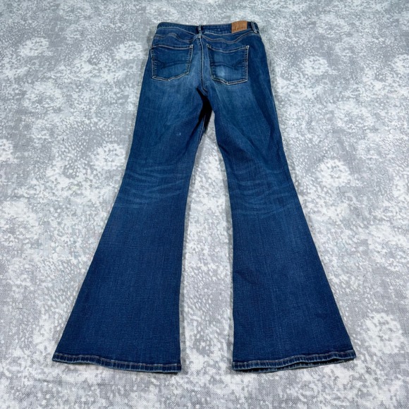 American Eagle Hi-Rise Flare Jeans Medium Wash Size 2 Regular Stretch Denim - Picture 8 of 11